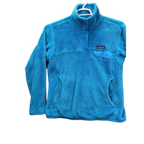 Patagonia Fleece Pullover Womens Large Blue Re-Tool Snap-T Polartec Thermal Pro - Picture 3 of 16